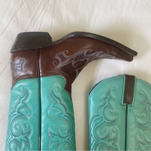 Team West Vintage Turquoise Cowboy Boots - Picture 9 of 9